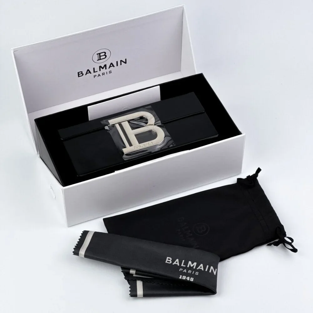 Balmain B-VI BPS-121B-54 Men BRAND NEW Sunglasses Titanium Gold Grey Cat Eye